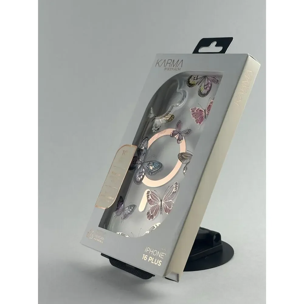 Karma by Body Glove iPhone 16 Plus Clear/Butterflies MagSafe Case NWT